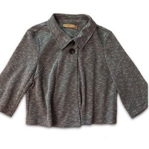 Notations Cropped Swing Jacket White Black Blue Stretch 3/4 Sleeves Swing Jacket